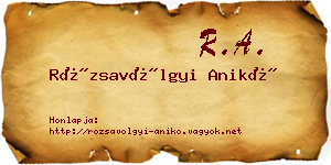Rózsavölgyi Anikó névjegykártya